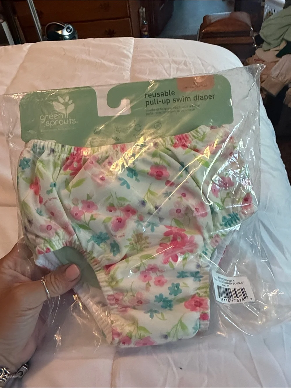 Floral Reusable Pull-Up Swim Diaper - Pink & Aqua
